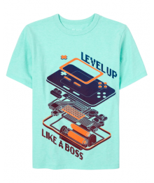 Childrens Place Aqua Level Up Like A Boss Boys Graphic Tee